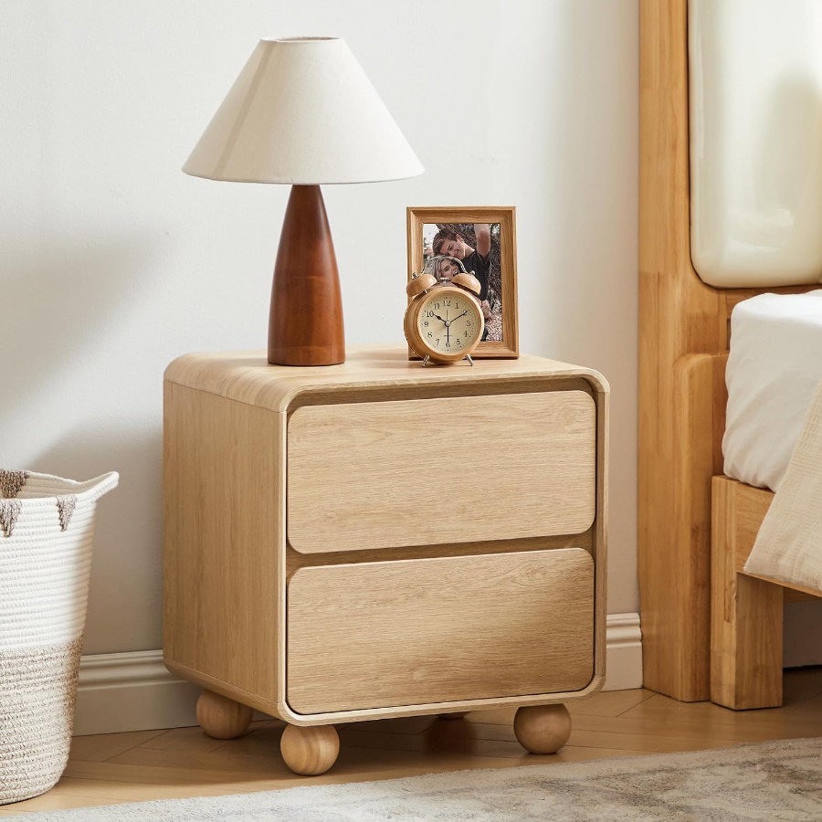 Solid Wood Nightstand 2 Drawers - Petite table de chevet avec 2
