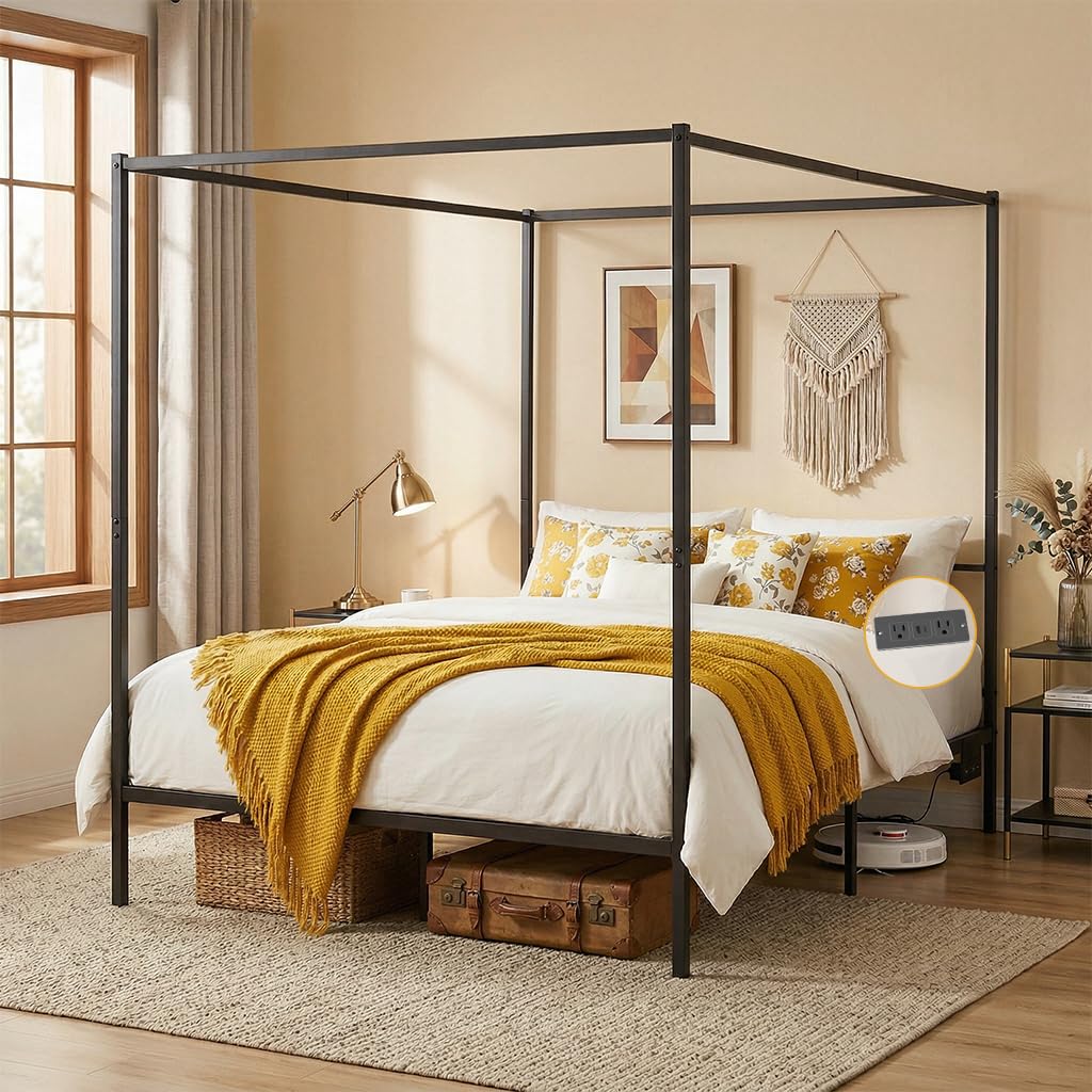 Cadre de lit à baldaquin Queen - Canopy Bed Frame Metal Queen avis et prix