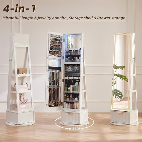 Fluted 360 °   Armoire à bijou - Full Length Mirror Jewelry Armoire avis et prix