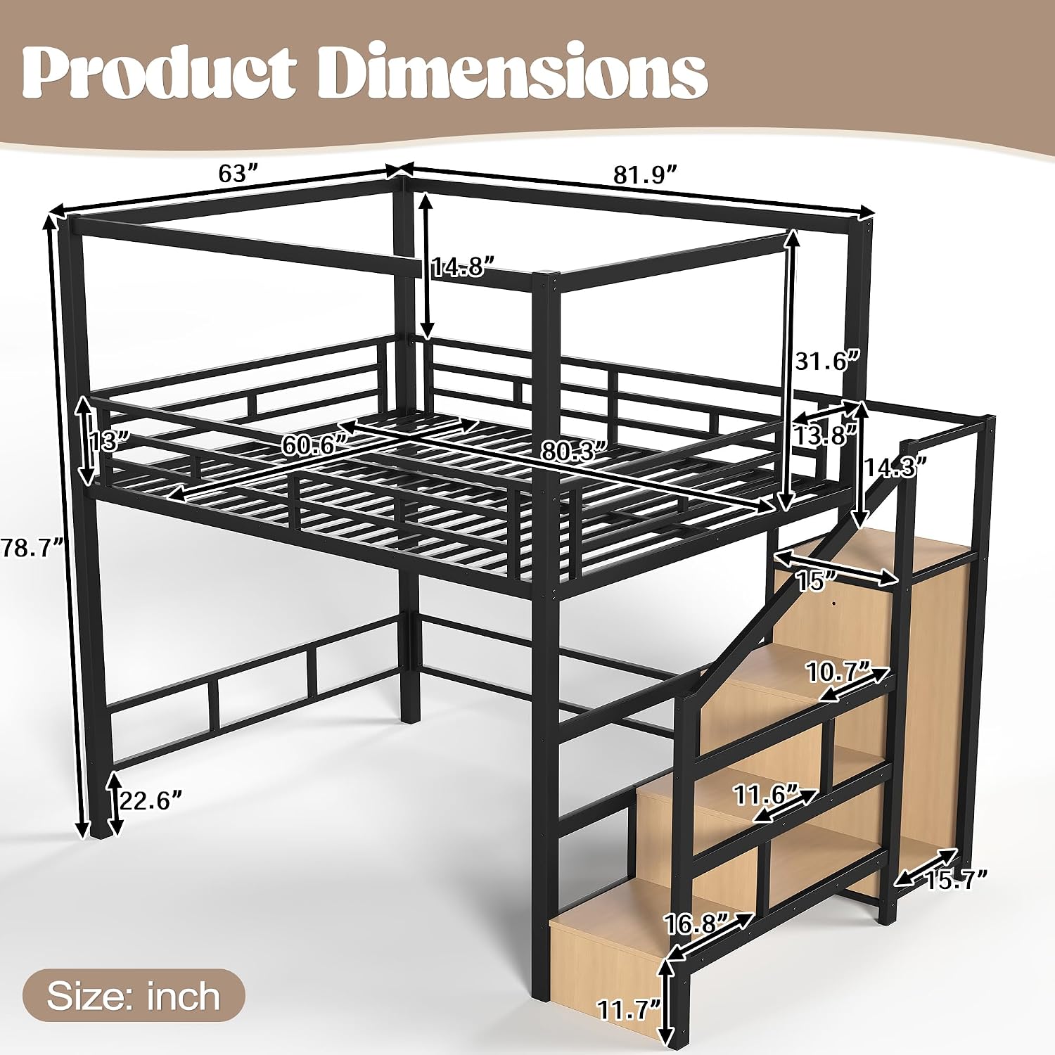 Lit mezzanine Queen avec escal - Canopy Bed Frame Metal Queen avis et prix