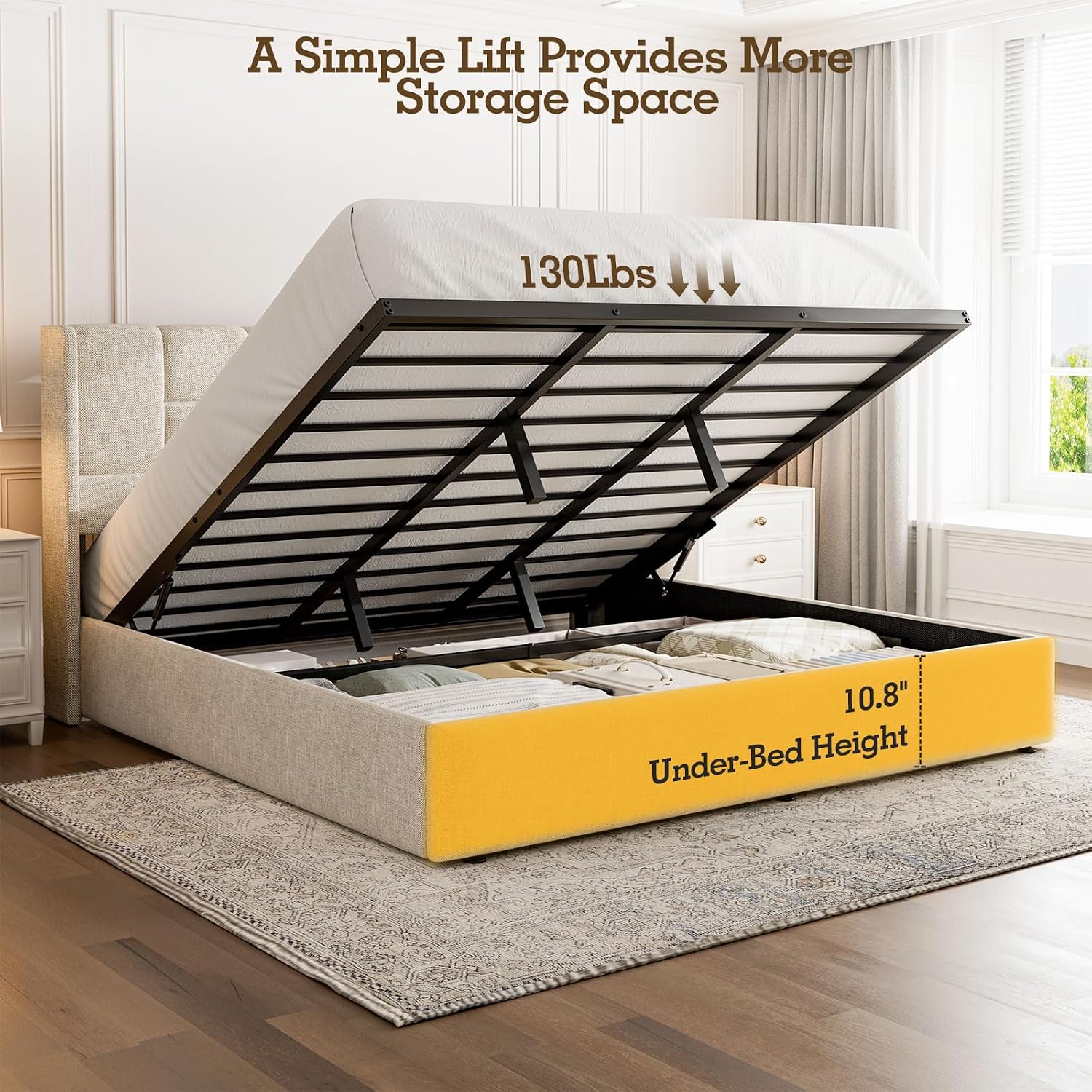 Cadre de lit King avec platefo - Gas Lift Storage Bed Hydraulic avis et prix