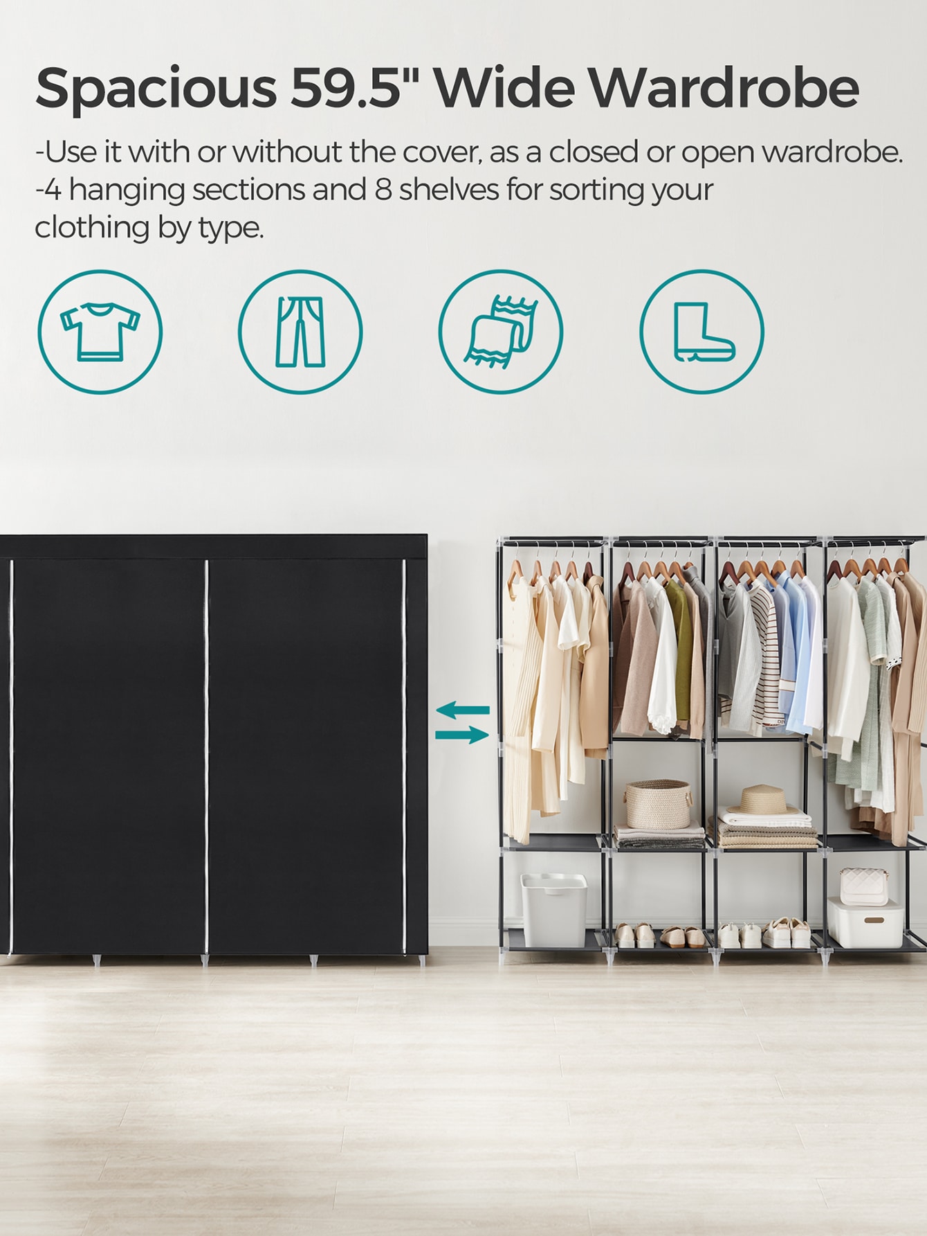 Armoire portable, organisateur - Wardrobe Closet Portable Fabric Cover avis et prix