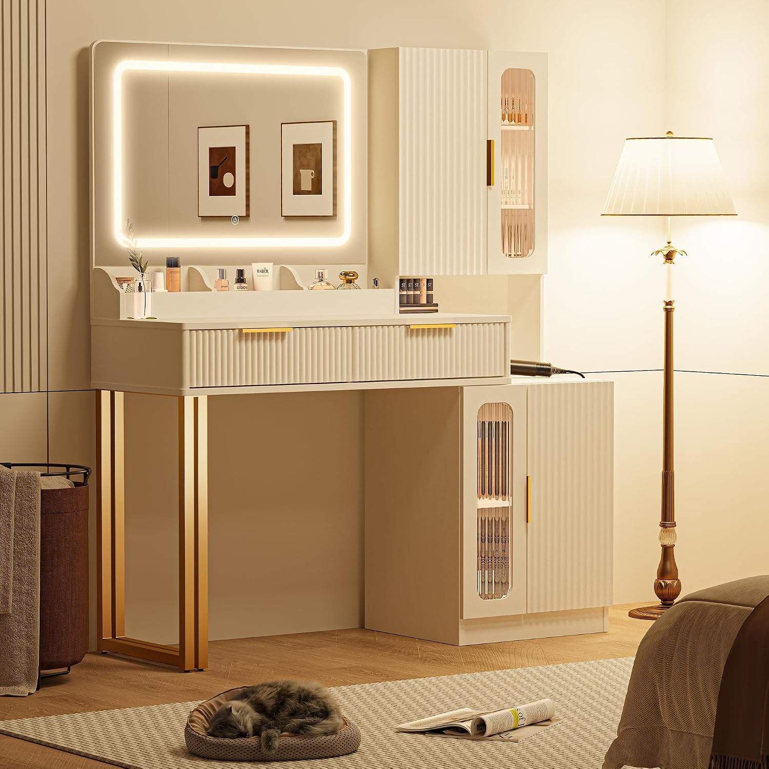 Miroir de coiffeuse 42 pouces  - Dressing Table Vanity With Lighted Mirror avis et prix
