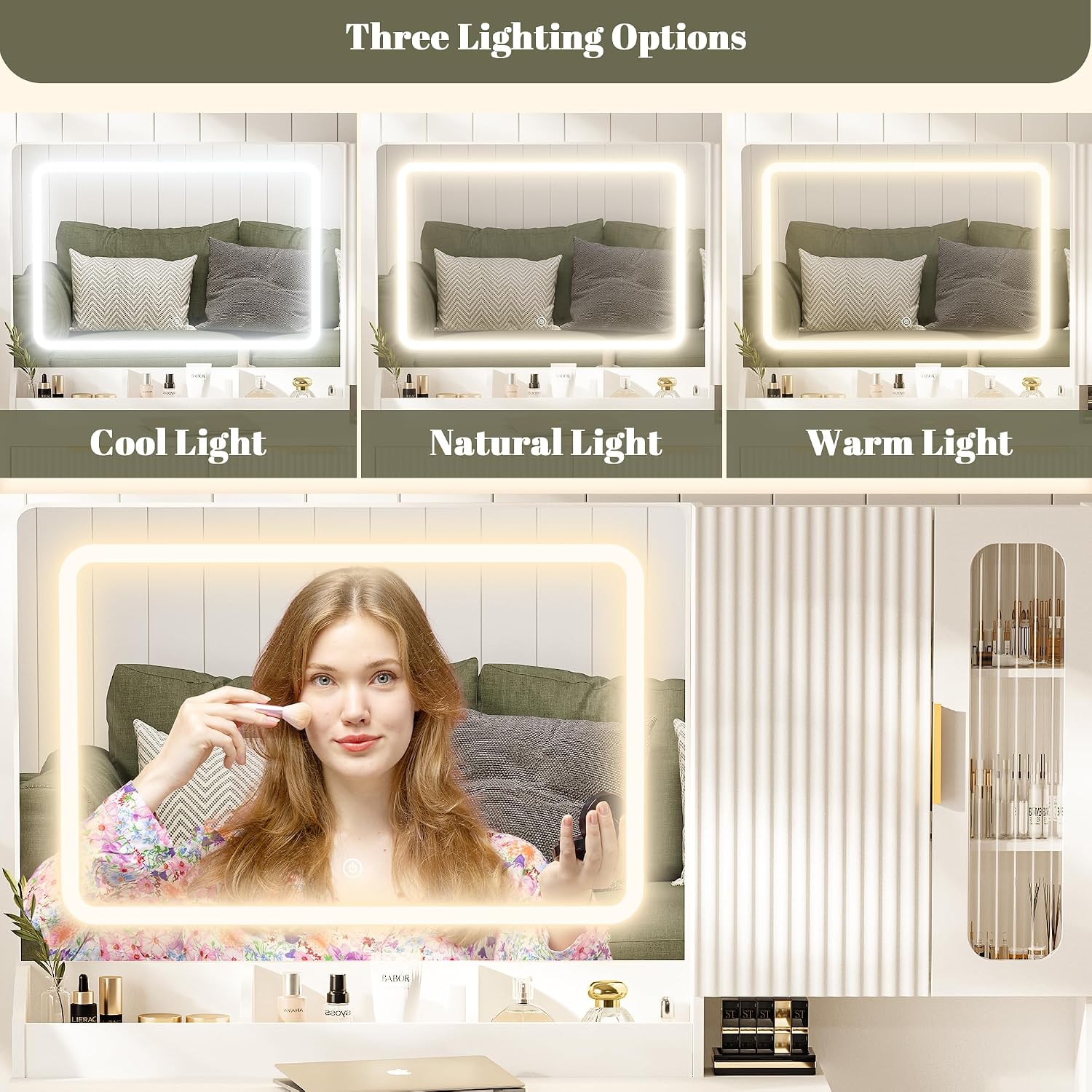 Miroir de coiffeuse 42 pouces  - Dressing Table Vanity With Lighted Mirror avis et prix