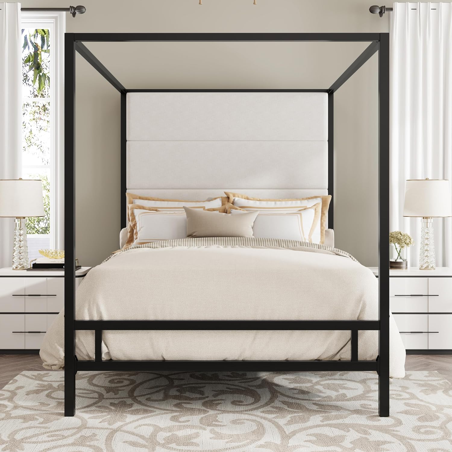 Cadre de lit à baldaquin Queen - Canopy Bed Frame Metal Queen avis et prix
