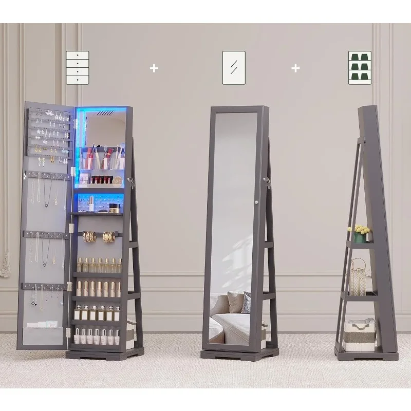 Armoire à bijoux LED avec miro - Full Length Mirror Jewelry Armoire avis et prix