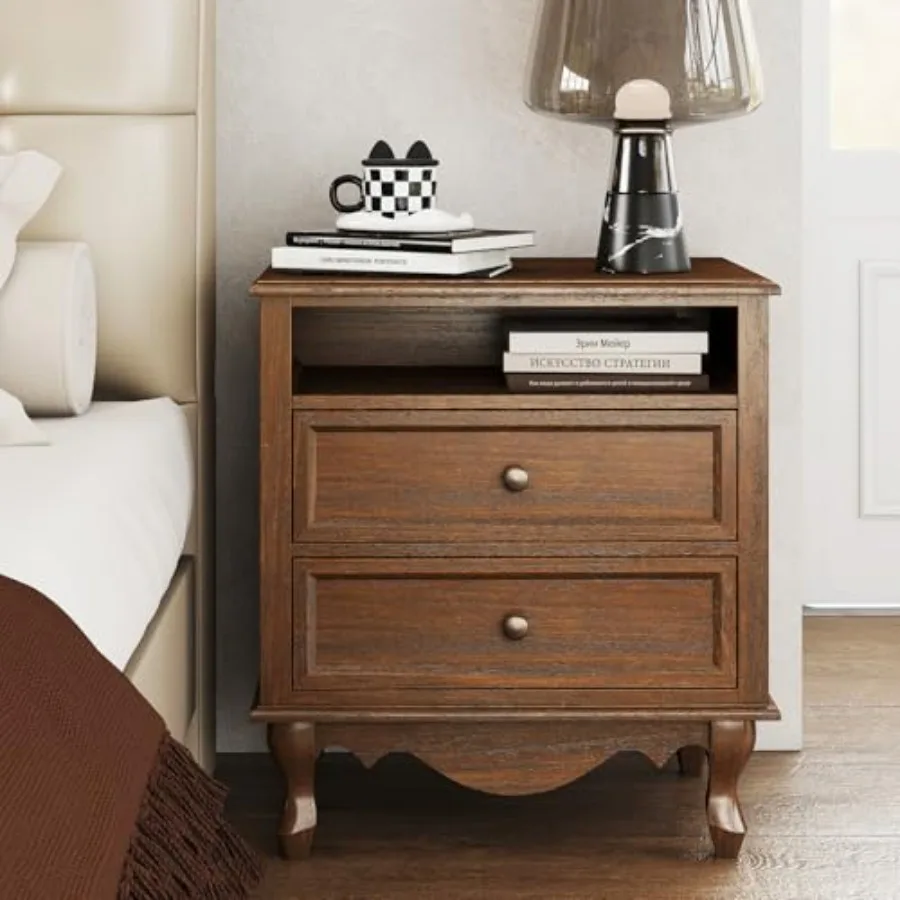 Table de chevet en bois massif - Solid Wood Nightstand 2 Drawers avis et prix