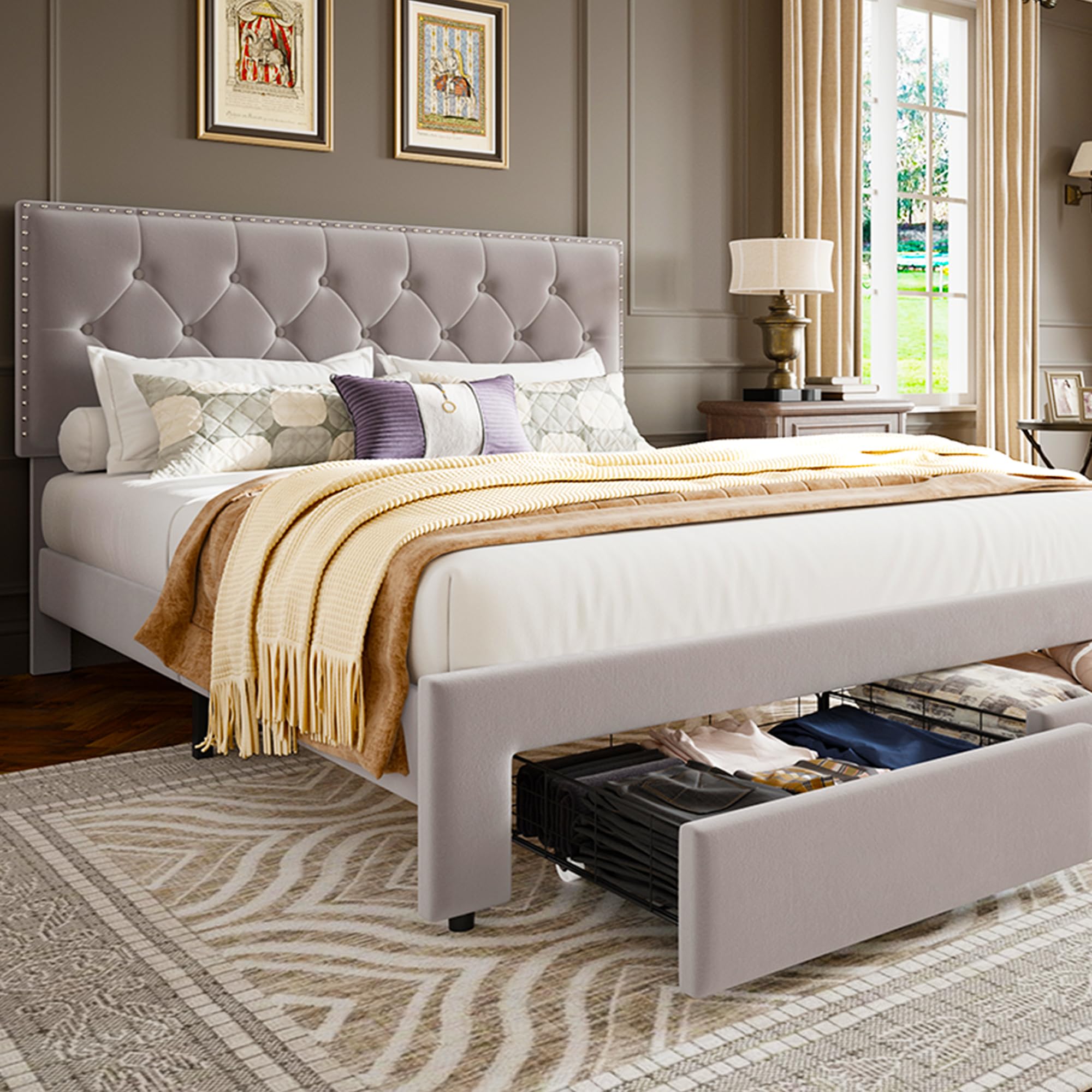 Cadre de lit King Size avec 2  - King Size Bed Frame With Storage Drawers avis et prix