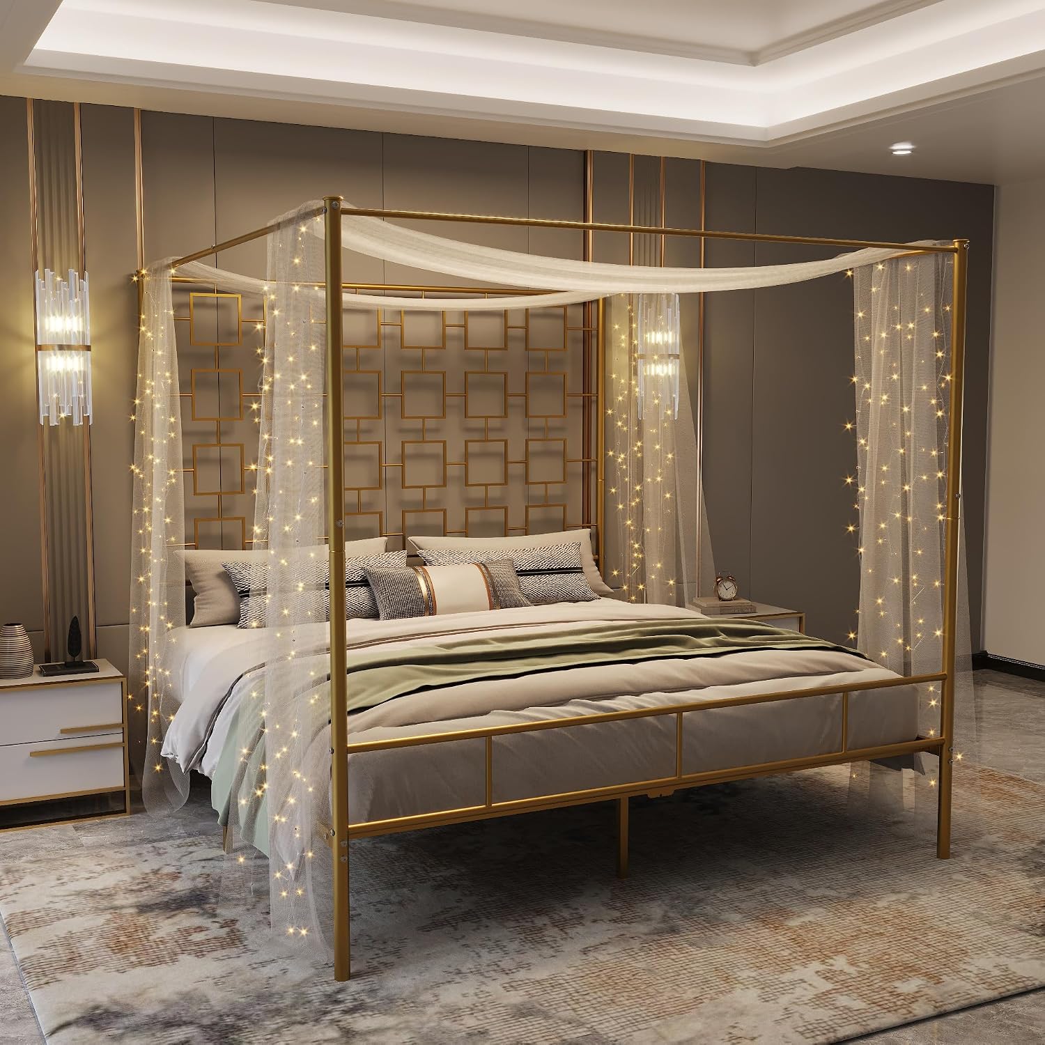 Cadre de lit à baldaquin Queen - Canopy Bed Frame Metal Queen avis et prix