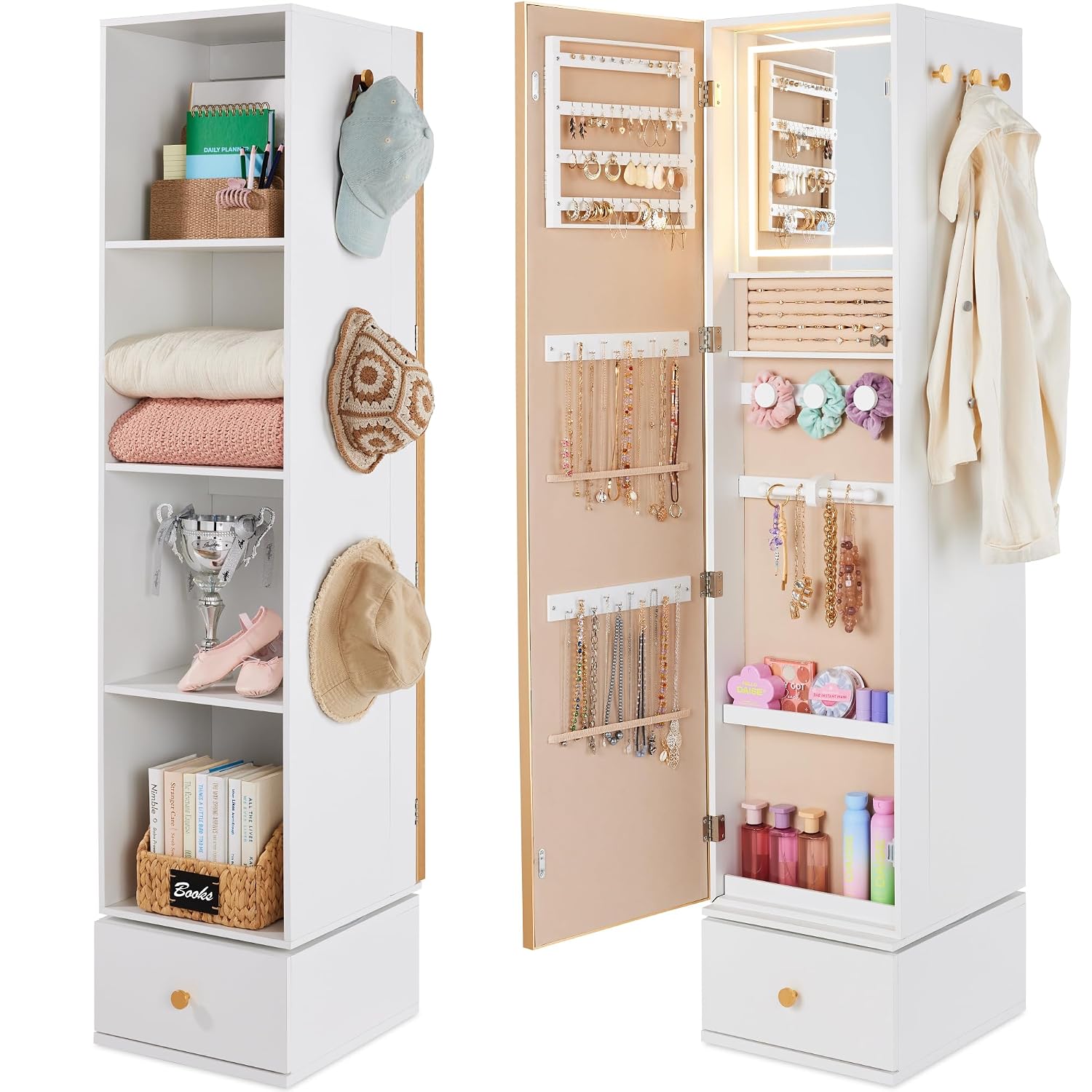 Miroir rotatif avec armoire de - Full Length Mirror Jewelry Armoire avis et prix