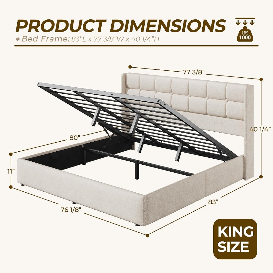 Cadre de lit avec rangement in - Gas Lift Storage Bed Hydraulic avis et prix