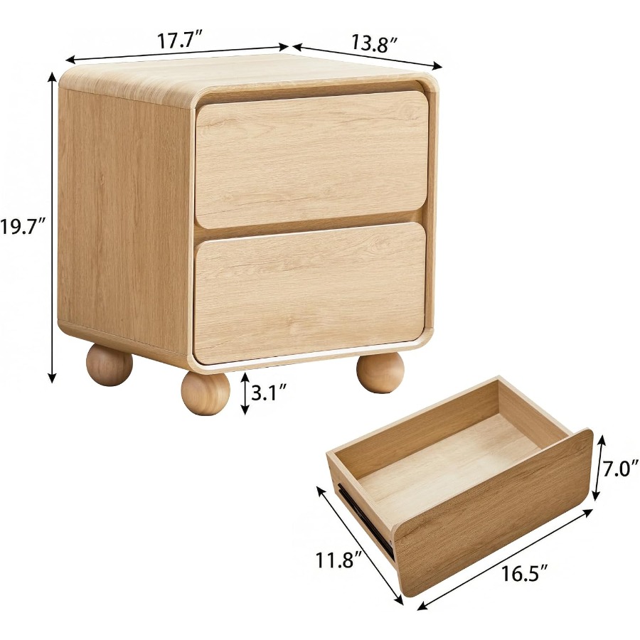 Petite table de chevet avec 2  - Solid Wood Nightstand 2 Drawers avis et prix