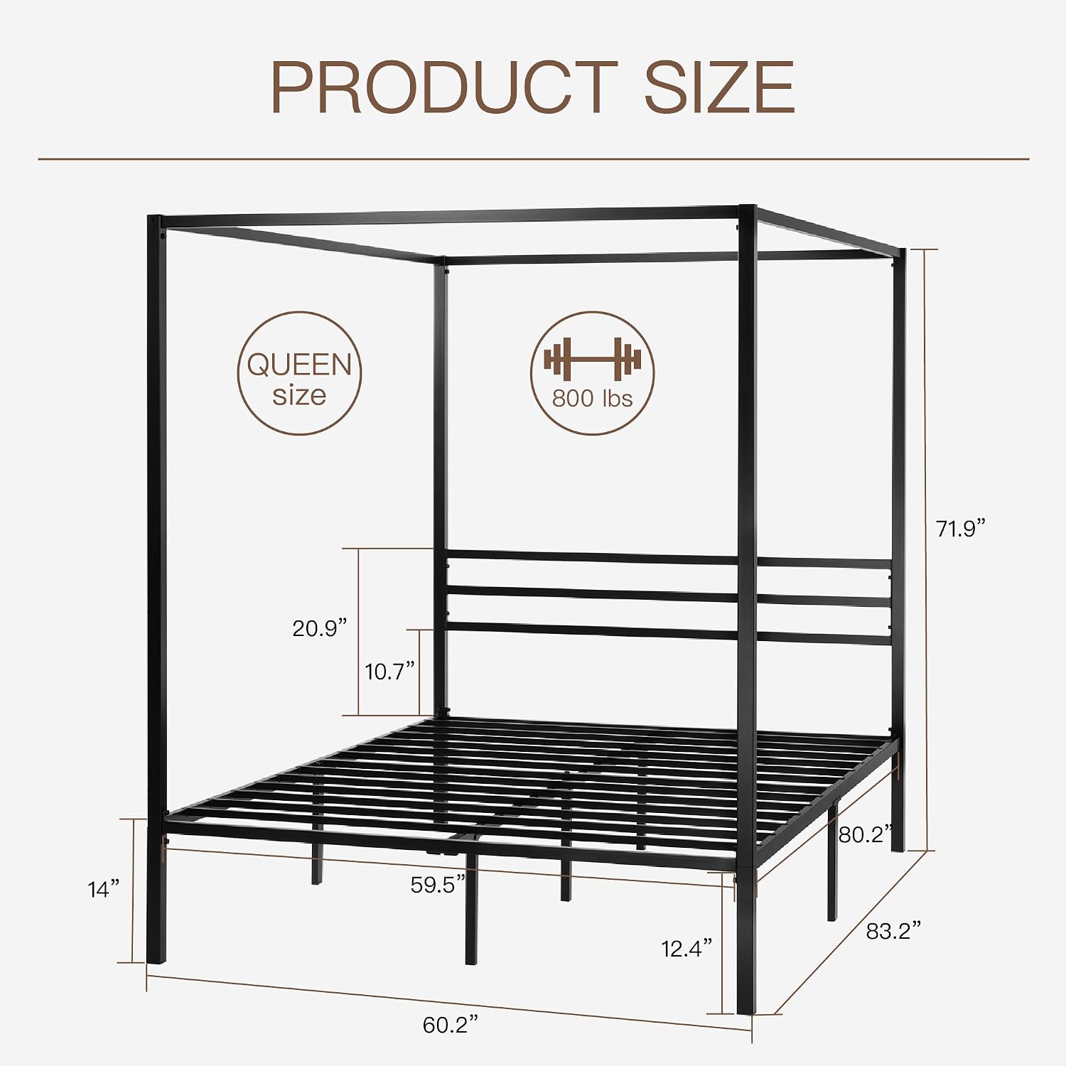 Cadre de lit à baldaquin en mé - Canopy Bed Frame Metal Queen avis et prix